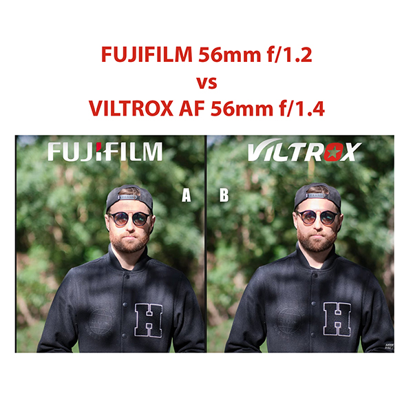 So sánh nhanh Viltrox 56mm f14 Vs Fujifilm 56mm f12